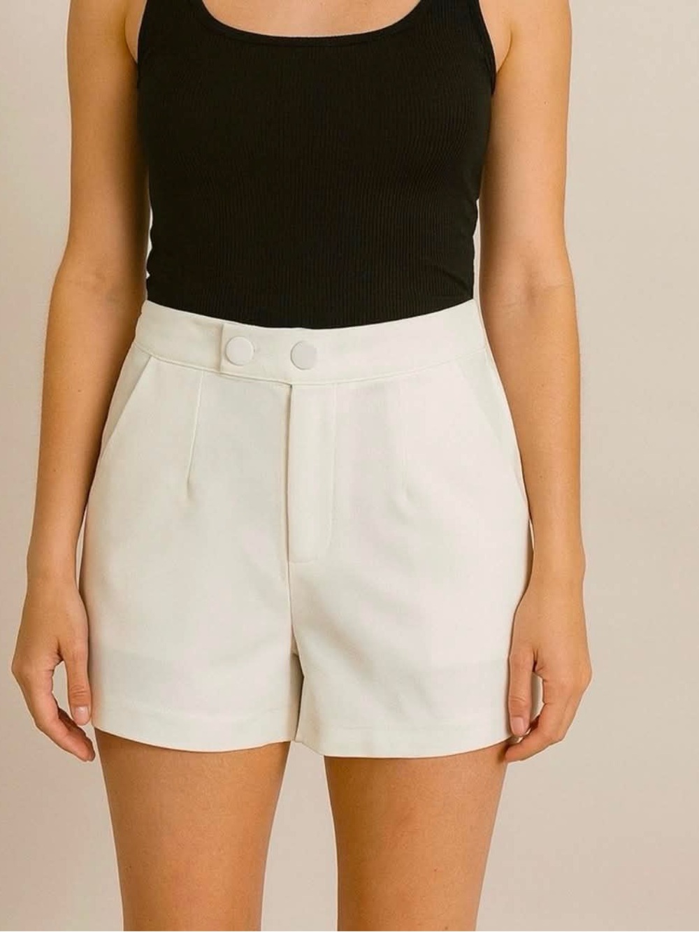 bishop + young Cream High-Rise Tailored Shorts